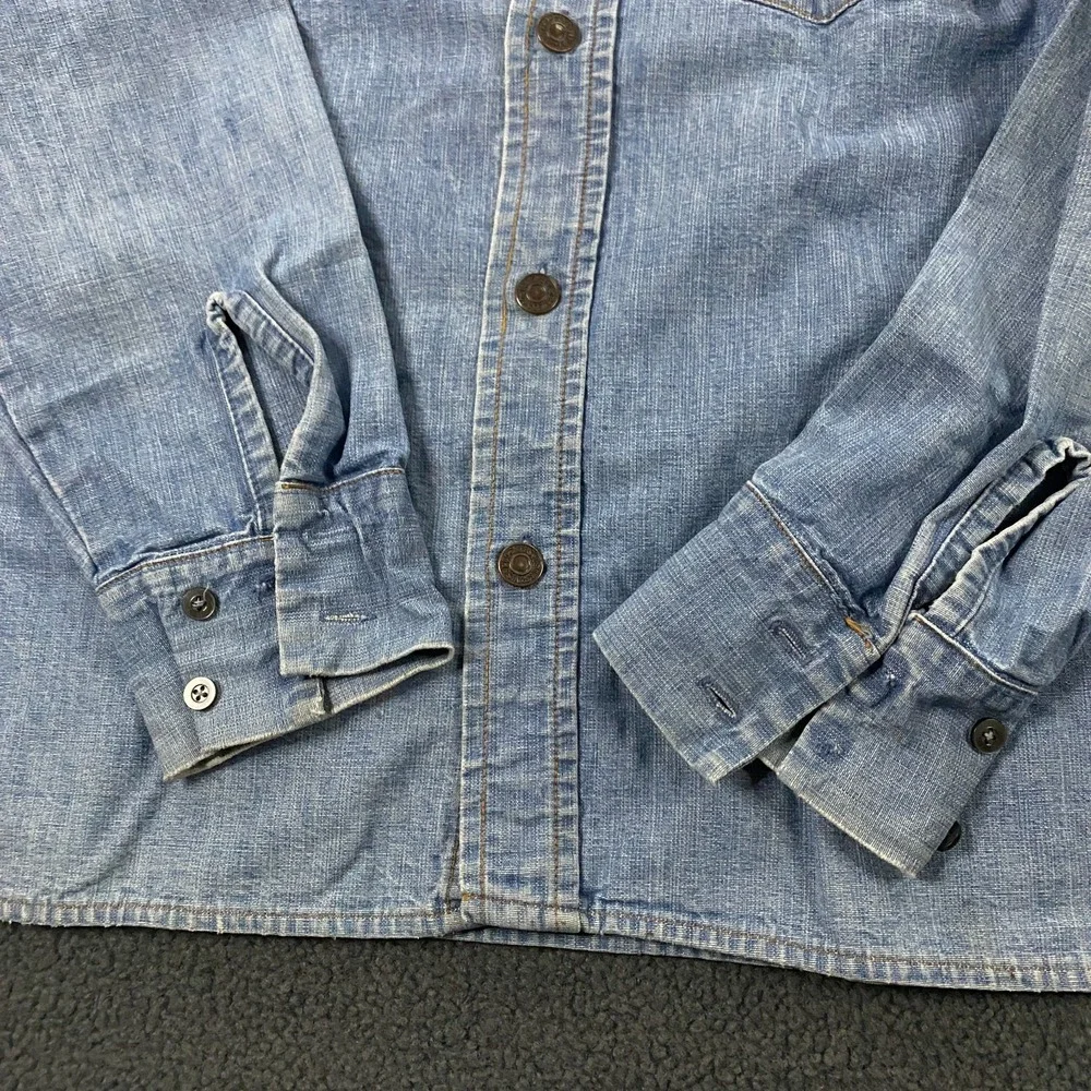 Vintage Levi's Denim Shirt Medium Orange Tab Dagger‎ Collar Western Jean 70s